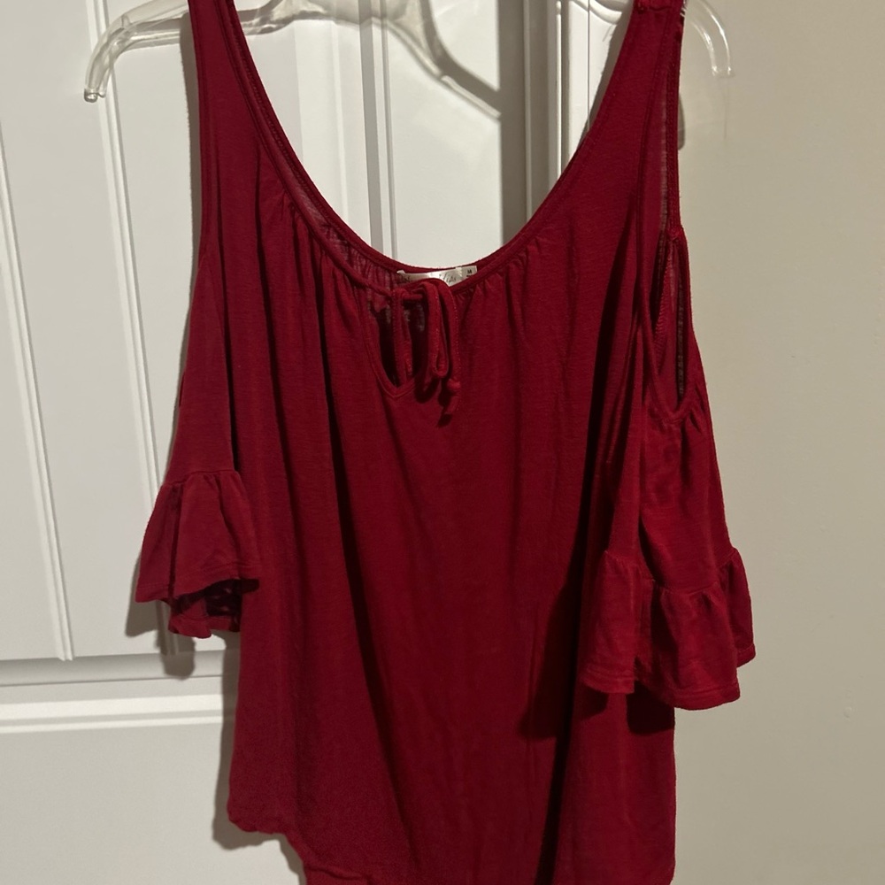 Heart Hips Red Cold Shoulder Blouse